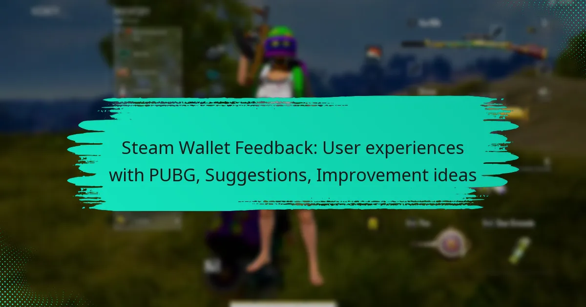 Steam Wallet Feedback: User experiences with PUBG, Suggestions, Improvement ideas